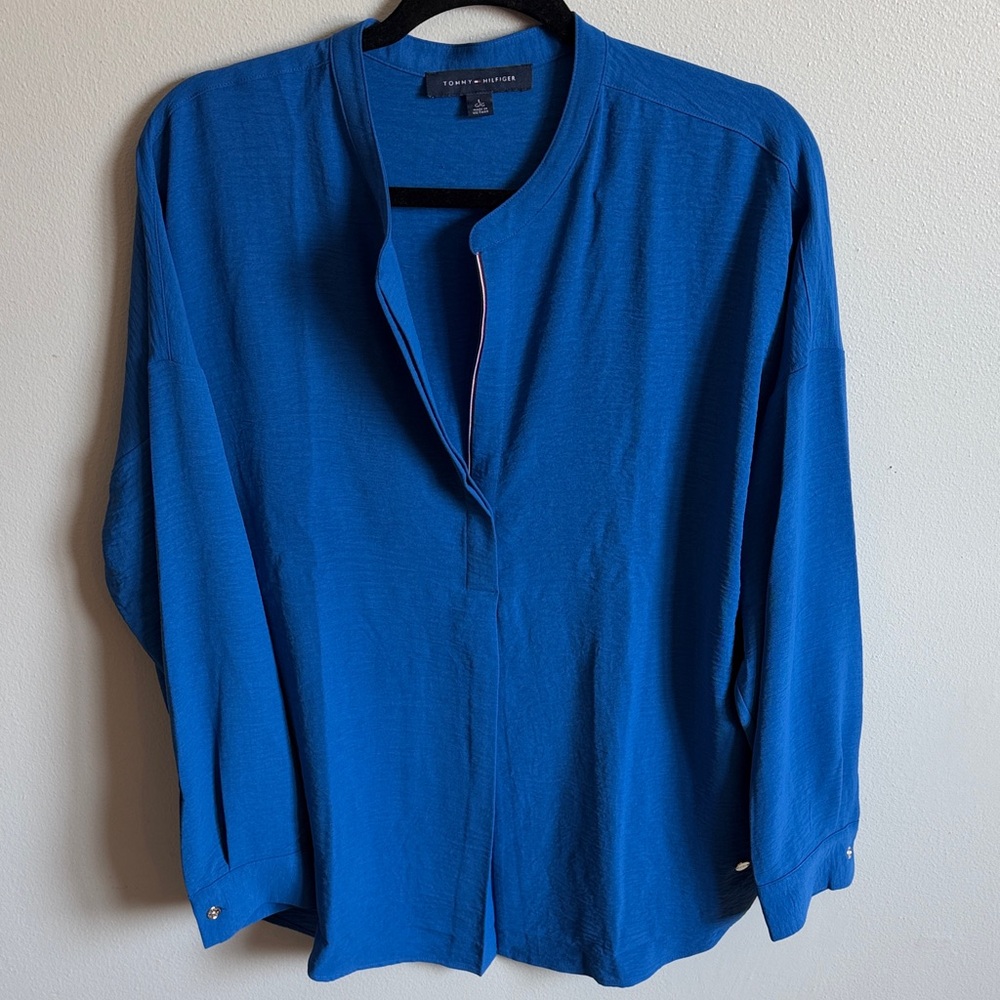 Tommy Hilfiger Blue V-Neck Blouse